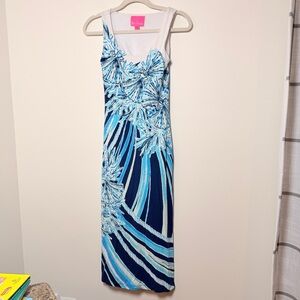 Lilly Pulitzer Blue and White Patterned Maxi Dress
